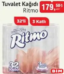 RİTMO TUVALET KAĞIDI 3 KATLI 32'Lİ indirimli fiyat RİTMO TUVALET KAĞIDI 3 KATLI 32'Lİ fiyat ve kampanya bilgisi